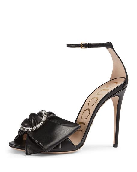 gucci ilse pleated leather bow sandal black|Gucci Ilse Bow.